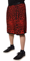 Red Leopard Print Viscose Bermuda Shorts 2