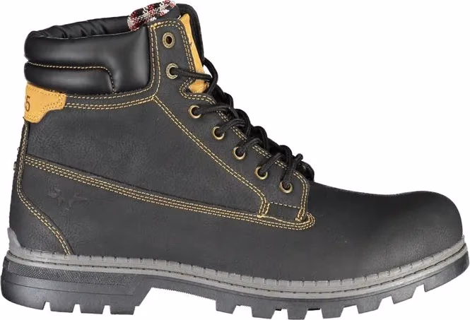 Black Polyurethane Men Ankle Boot