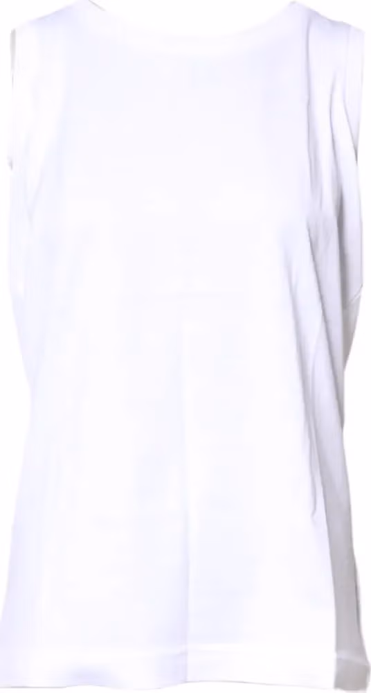 White Cotton Sleeveless Crew Neck T-shirt