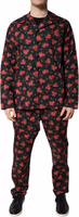 Black Floral Print Cotton Men Pajama Set Sleepwear 1