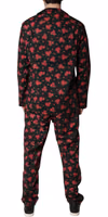 Black Floral Print Cotton Men Pajama Set Sleepwear 3