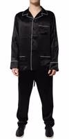 Black Silk Shirt Pants Pajama Set Sleepwear 1