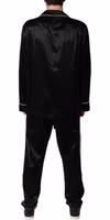 Black Silk Shirt Pants Pajama Set Sleepwear 3