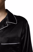 Black Silk Shirt Pants Pajama Set Sleepwear 4