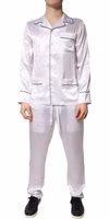 White Satin Silk Men Pajama Set Sleepwear 1