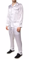 White Satin Silk Men Pajama Set Sleepwear 2