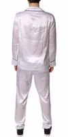 White Satin Silk Men Pajama Set Sleepwear 3