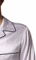 White Satin Silk Men Pajama Set Sleepwear 4