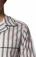White Black Stripes Cotton Men Pajama Set Sleepwear 4