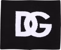 Black White Logo Print Knitted Neck Warmer Scarf 1