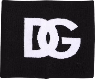 Black White Logo Print Knitted Neck Warmer Scarf