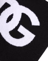 Black White Logo Print Knitted Neck Warmer Scarf 3
