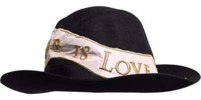 Black Logo Embroidered Women Wide Brim Hat