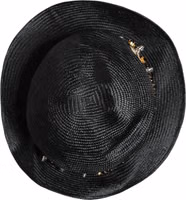 Black Straw Crystal Embellished Wide Brim Hat 4