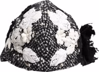 Black Wool White Floral Embellished Cloche Hat 1