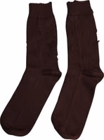 Brown Solid Cotton Stretch Mid Calf Socks 4