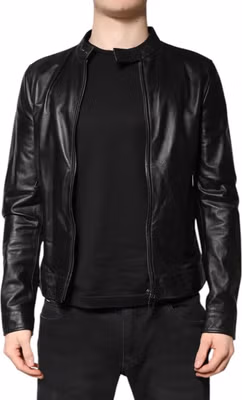 Black Sheep Leather Biker Full Zip Jacket