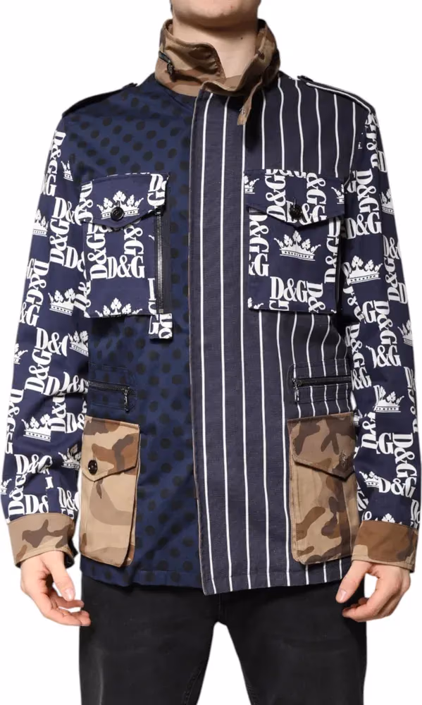 Multicolor Cotton Logo Patchwork Coat Jacket