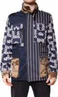 Multicolor Cotton Logo Patchwork Coat Jacket 1