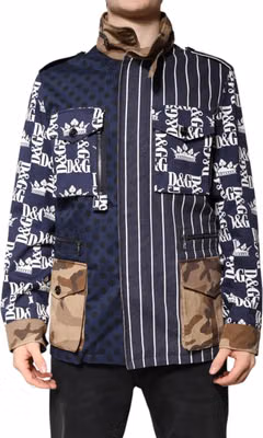 Multicolor Cotton Logo Patchwork Coat Jacket