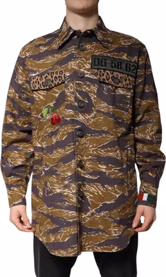 Brown Leopard Cotton Collared Coat Jacket