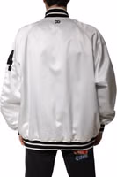 White DG Logo Polyester Jersey Bomber Jacket 3