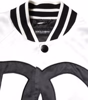 White DG Logo Polyester Jersey Bomber Jacket 4