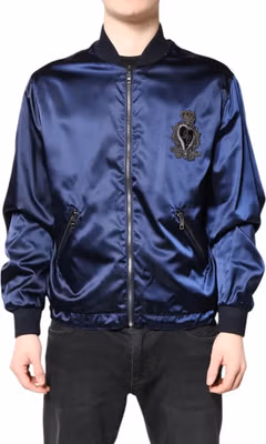 Blue Nylon DG Crown Full Zip Bomber Jacket