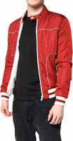 Red White Nylon Full Zip Men Bomber Jacket 2