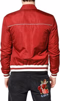 Red White Nylon Full Zip Men Bomber Jacket 3