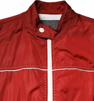 Red White Nylon Full Zip Men Bomber Jacket 4