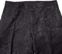 Black Floral Jacquard Mid Waist Dress Pants 3