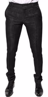 Black Floral Jacquard Mid Waist Dress Pants 4