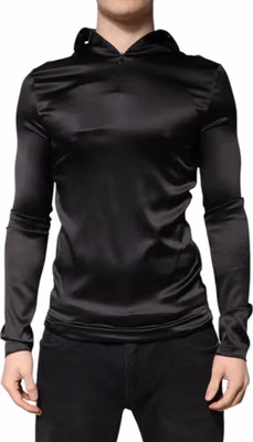 Black Silk Turtleneck Men Pullover Sweater