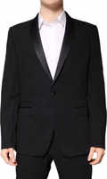 Black Wool Single Breasted 2 Piece Suit 1