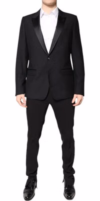 Black Wool Single Breasted Blazer Jacket