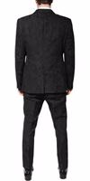 Black Polyester Floral Jacquard 2 Piece Suit 3