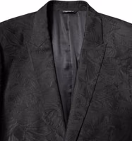 Black Polyester Floral Jacquard 2 Piece Suit 4