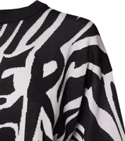 Black White Print Women Pullover Sweater 2