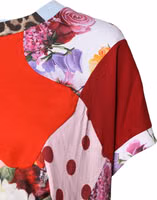 Multicolor Patchwork Short Sleeve Blouse Top 2