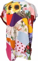 Multicolor Patchwork Short Sleeve Blouse Top 3