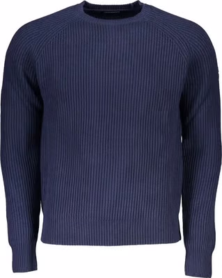 Blue Cotton Men Sweater