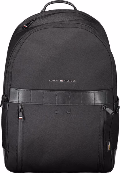 Black Nylon Men Backpack