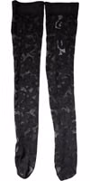 Black Floral Lace Cotton Stretch Stockings Socks 1