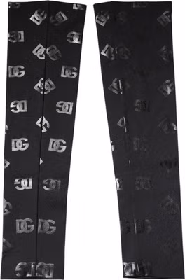 Black DG Logo Monogram Wool Stretch Arm Sleeves