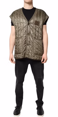 Brown Logo Plaque Quilted Vest Jacket