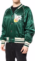 Green Floral DG Logo Full Zip Bomber Jacket 2