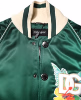 Green Floral DG Logo Full Zip Bomber Jacket 4