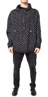 Black Heart Print Hooded Windbreaker Jacket 1