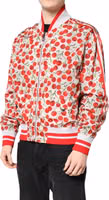 White Cherry Print Full Zip Bomber Jacket 2